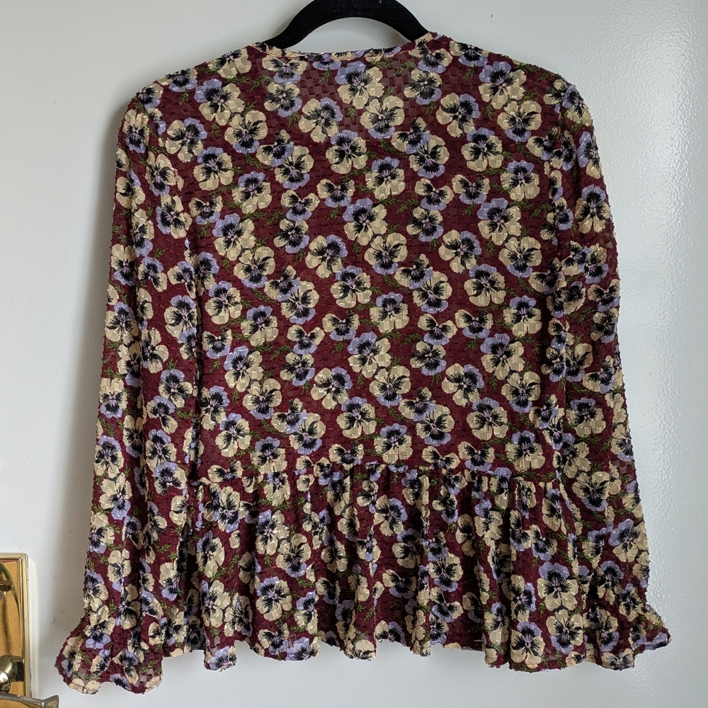 Madewell Ruffle Hem Top Blouse Viola Floral XS - Picture 11 of 16